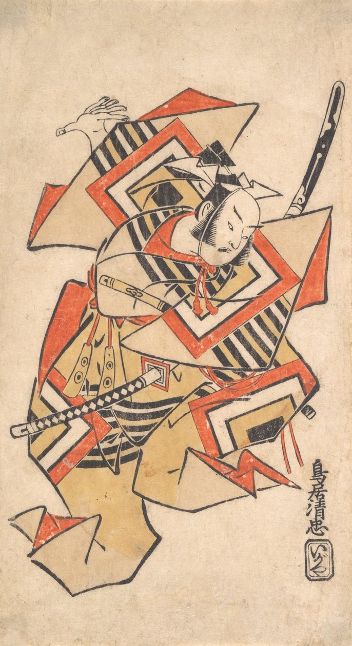 Ichikawa Danjuro II in the Scene Wait a Moment Shibaraku, 约1715年。 作者 鸟居清忠