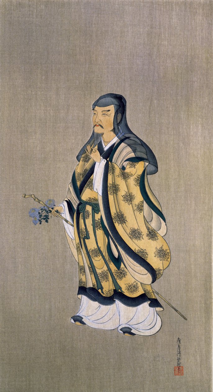 陶谦（陶渊明）（365-427），1899年在日本出版的“Kokka”杂志的插图 作者 土佐三冈