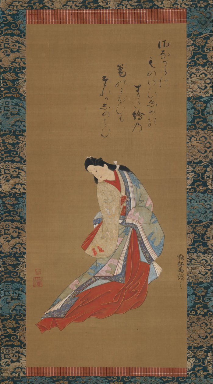 站立的宫女，约1720年。 作者 东仙堂里布