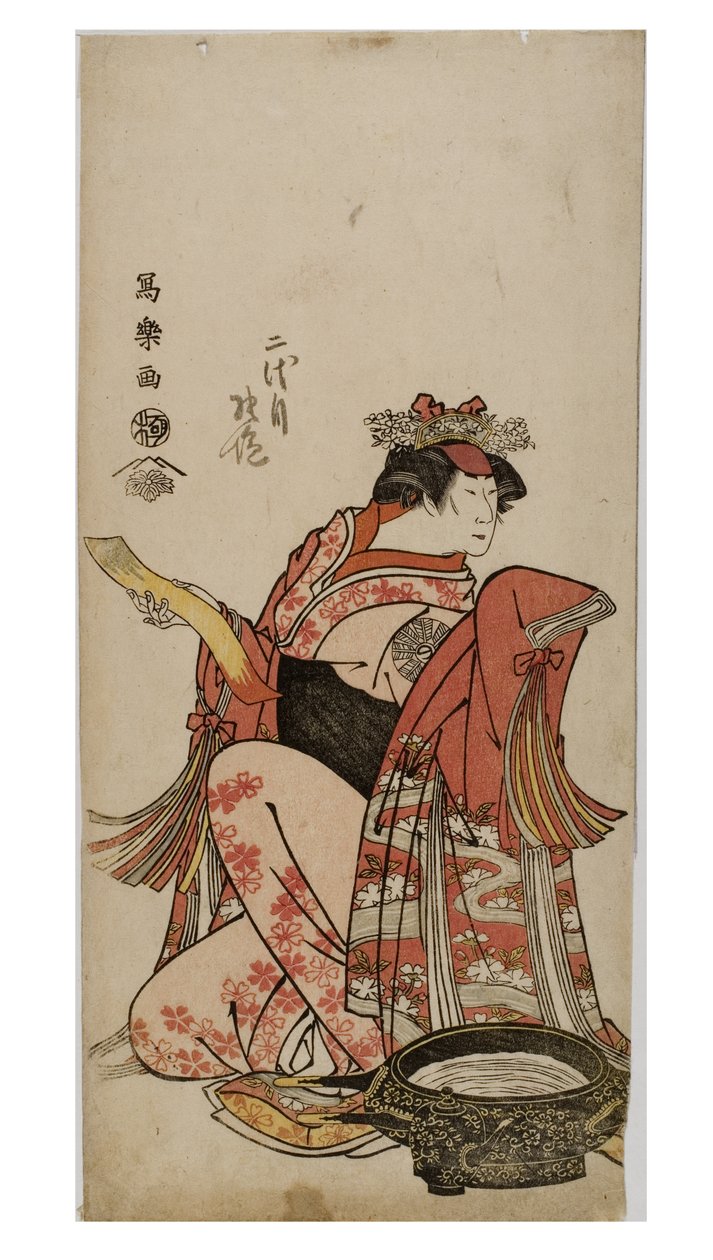 歌舞伎演员中村的女性角色（onnagata），约1794-1795年（纸上木刻）。 作者 Toshusai Sharaku