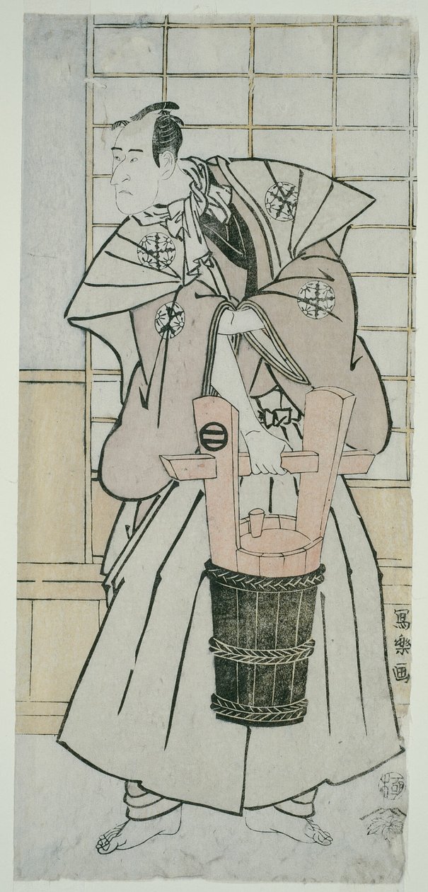 Actoe Ichikawa Komazo llI 饰演 Nitta Yoshisada，实际上是 Oyamada Taro Takaie（Sandai-me Ichikawa Komazo no Nitta Yoshisada, jitsuwa Oyamada Taro Takaie）。 作者 Toshusai Sharaku