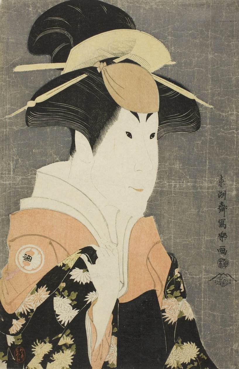 演员濑川富三郎II饰演Yadorigi，小木仓郎的妻子，1794年 作者 Toshusai Sharaku