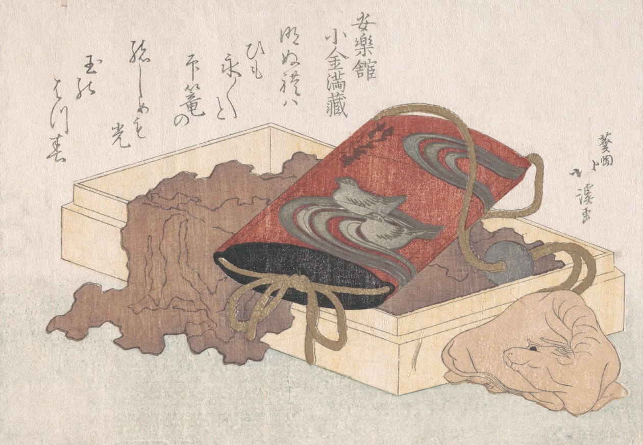 漆器Inro与水鸟和牛形网器的盒子，来自春雨......，大概是1817年。 作者 东东屋北海