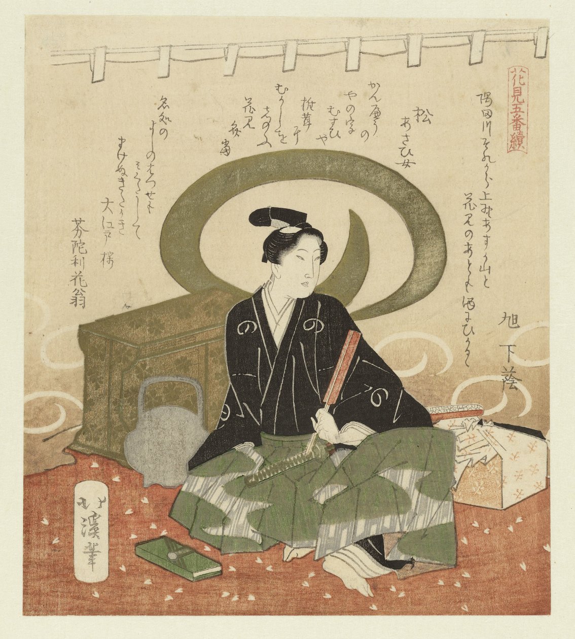 拿扇子的男子
赏花三联画（系列名称）
Hanami gobantsuzuki（物体上的系列标题） 作者 东东屋北海