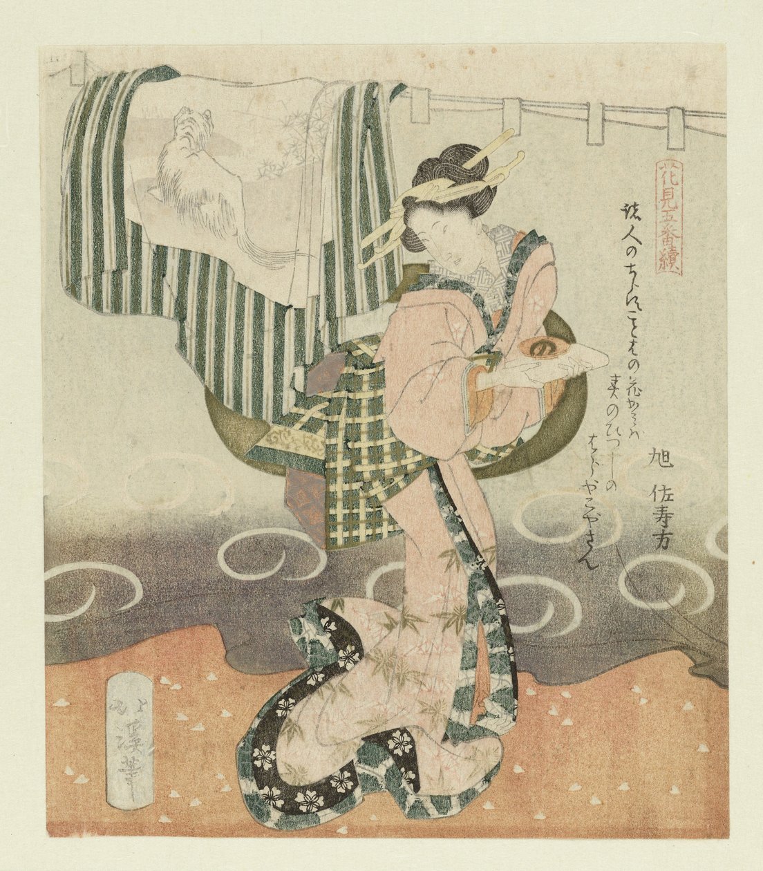端着酒杯的女子
赏花的五角星（系列名称）
Hanami gobantsuzuki（物体上的系列名称） 作者 东东屋北海