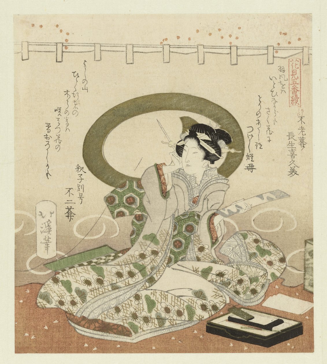 女人写诗 赏花五联（系列名） Hanami gobantsuzuki（物体上的系列标题） 作者 东东屋北海
