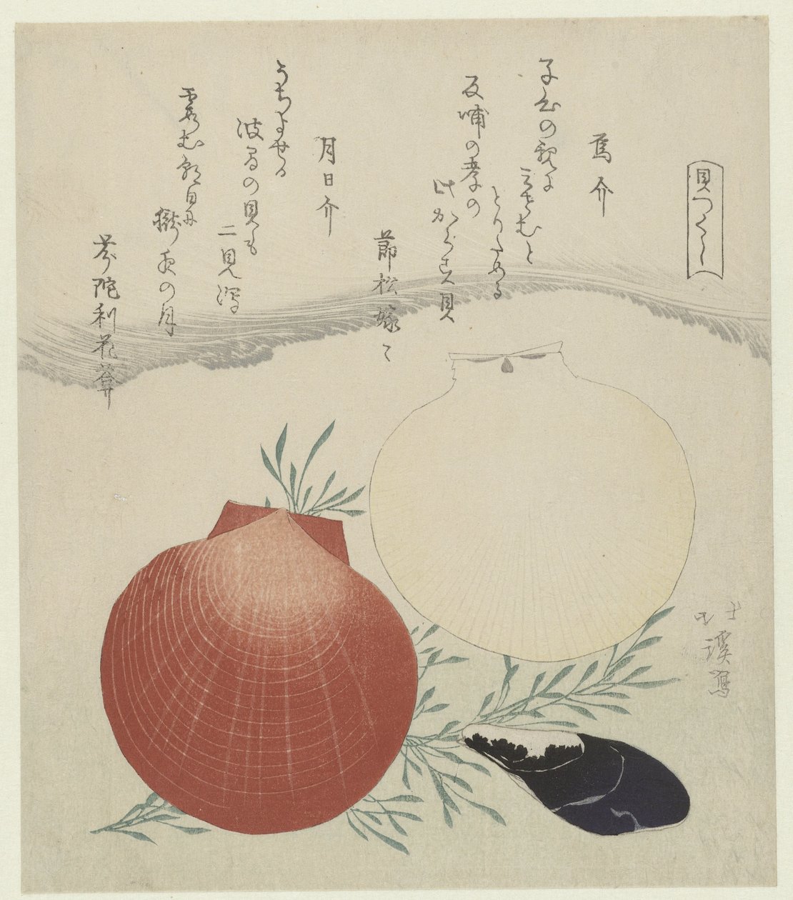 淡水贻贝和日本日月钵贝壳
Karasugai tsukihigai（物品上的标题）
贝壳系列（系列名称）
Kaitsukushi（物品上的系列名称） 作者 东东屋北海