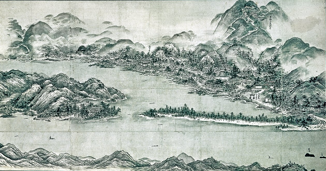 观看Ama-no-hashidate，c.1501-06（纸上的墨水和浅色） 作者 东洋雪洲