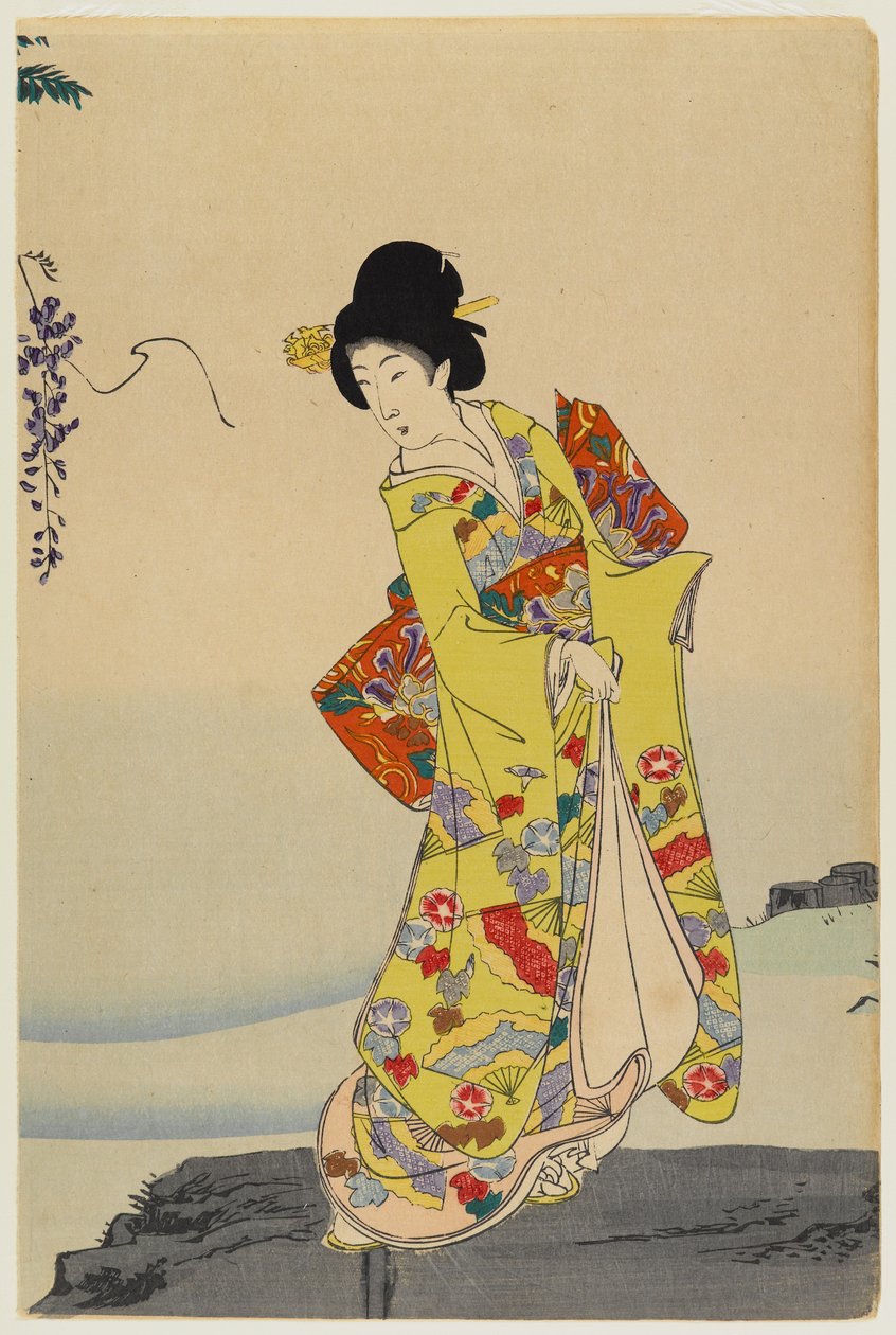 Courtesan，1897（彩色木版画）（对499351） 作者 丰原千信