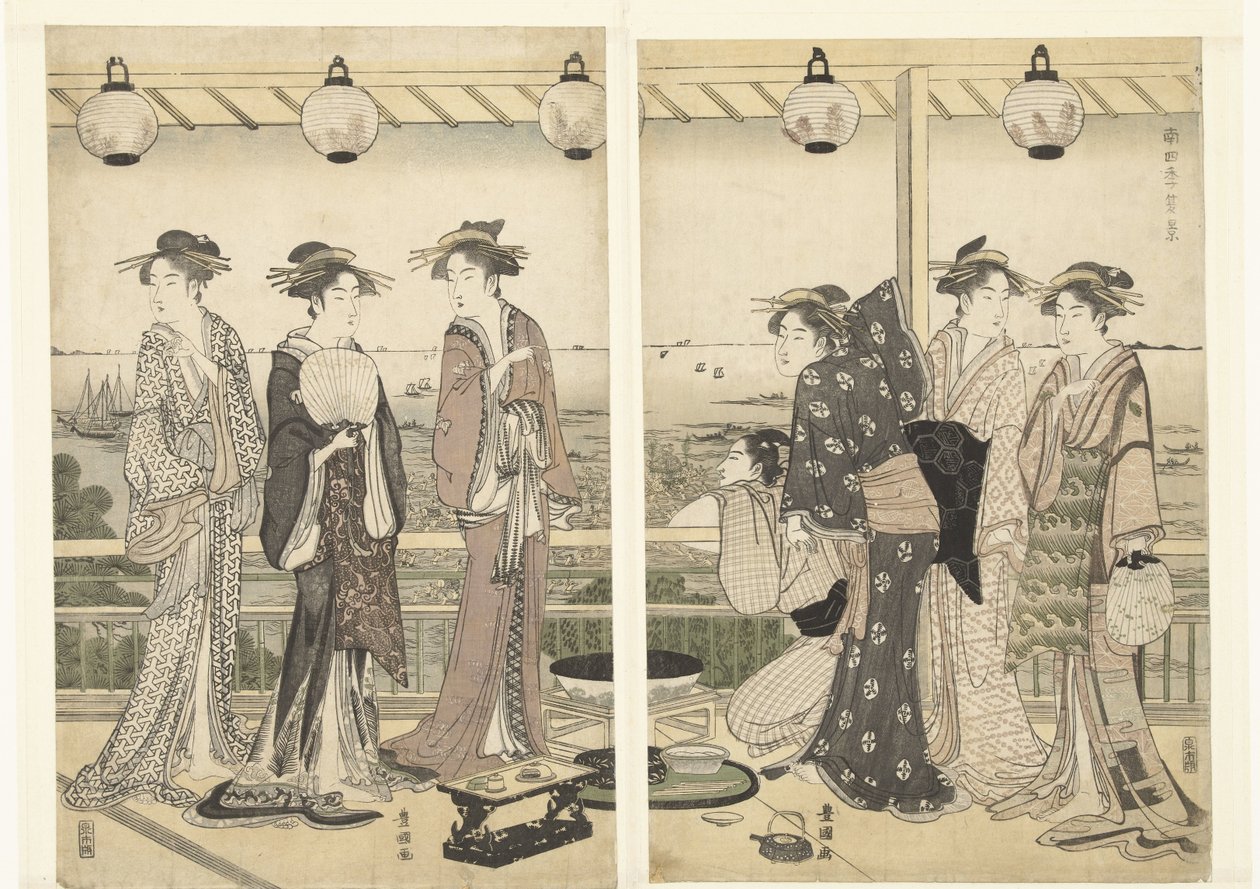 Zomer tafereel Natsu kei (title on object) De vier seizoenen in het Zuiden (series title) Minami shiki (series title on object) 作者 丰国 (II) , 歌川
