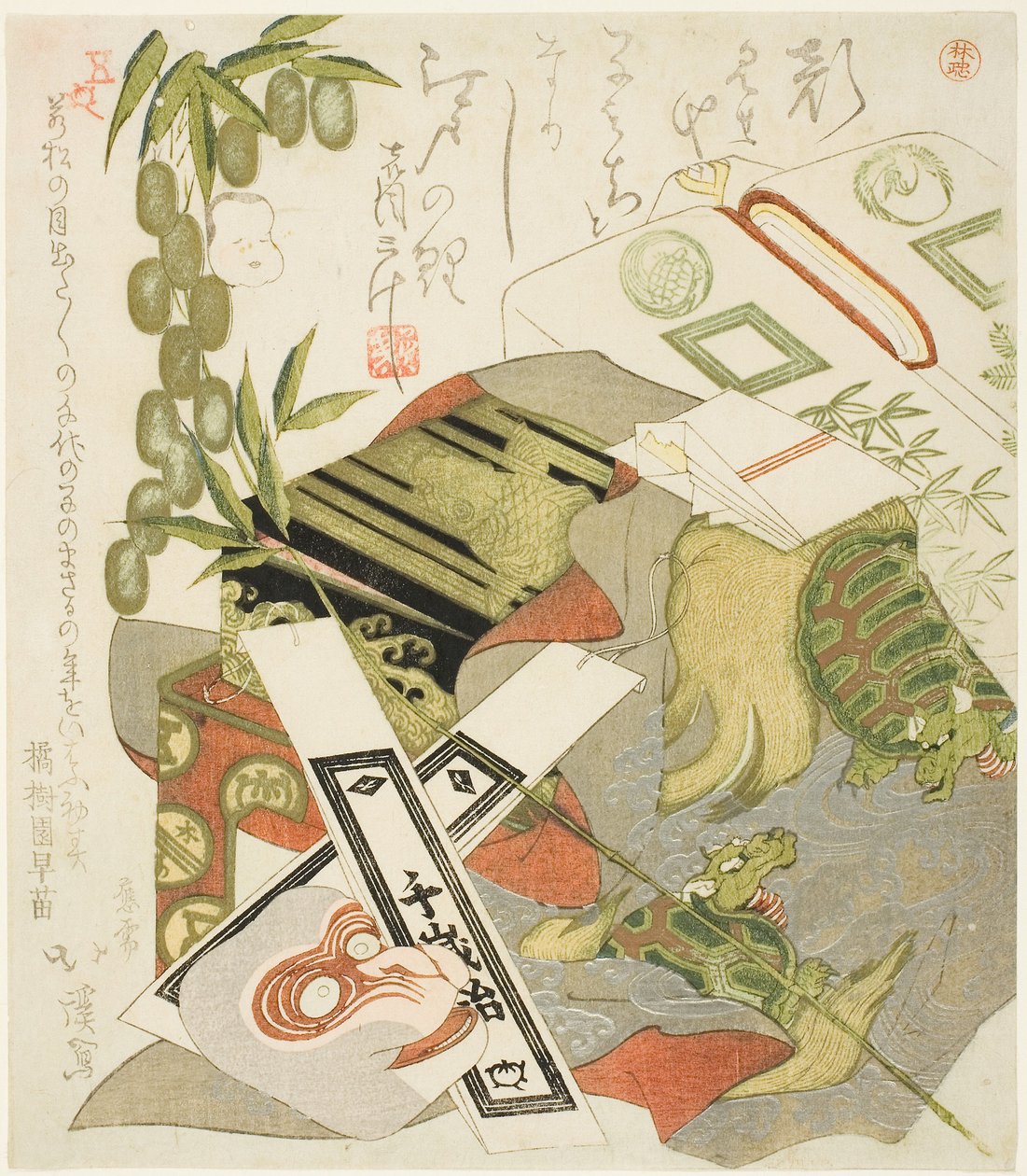 带猴子面具的静物 作者 丰田 (1780 1850) 北溪