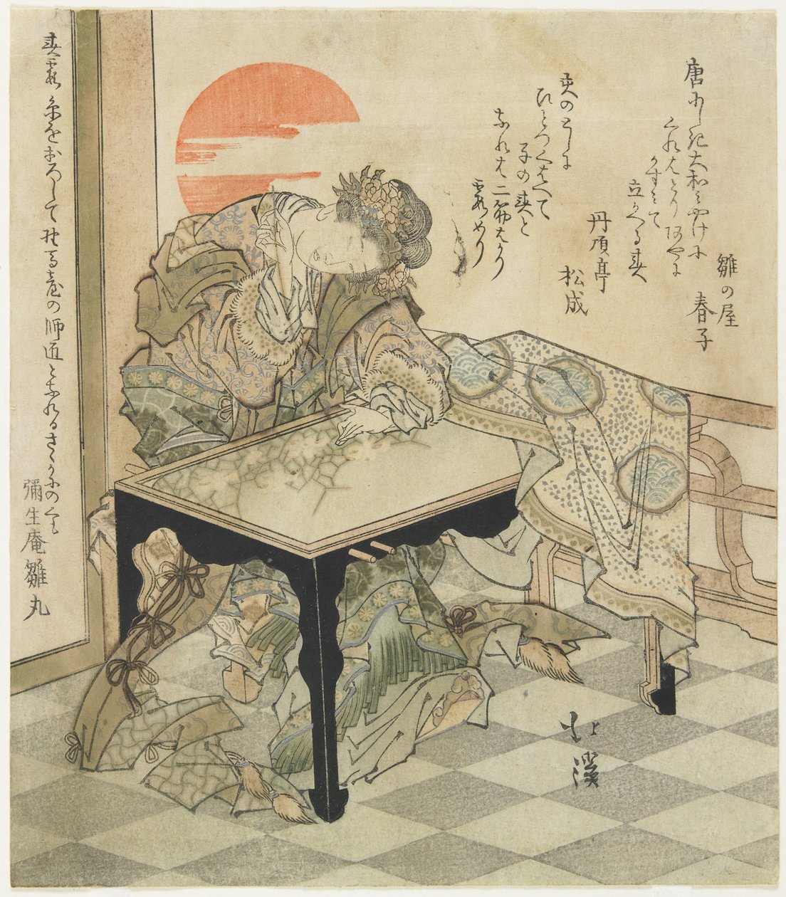 （中国公主在刺绣桌上），1828年 作者 丰田福建