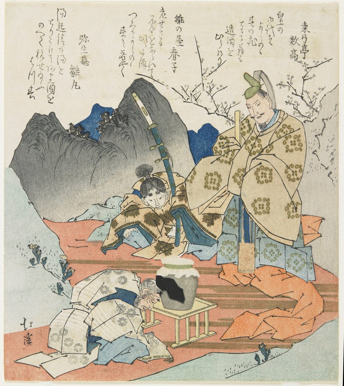 （皇帝看着一个老人提供的清酒罐） 作者 丰田福建