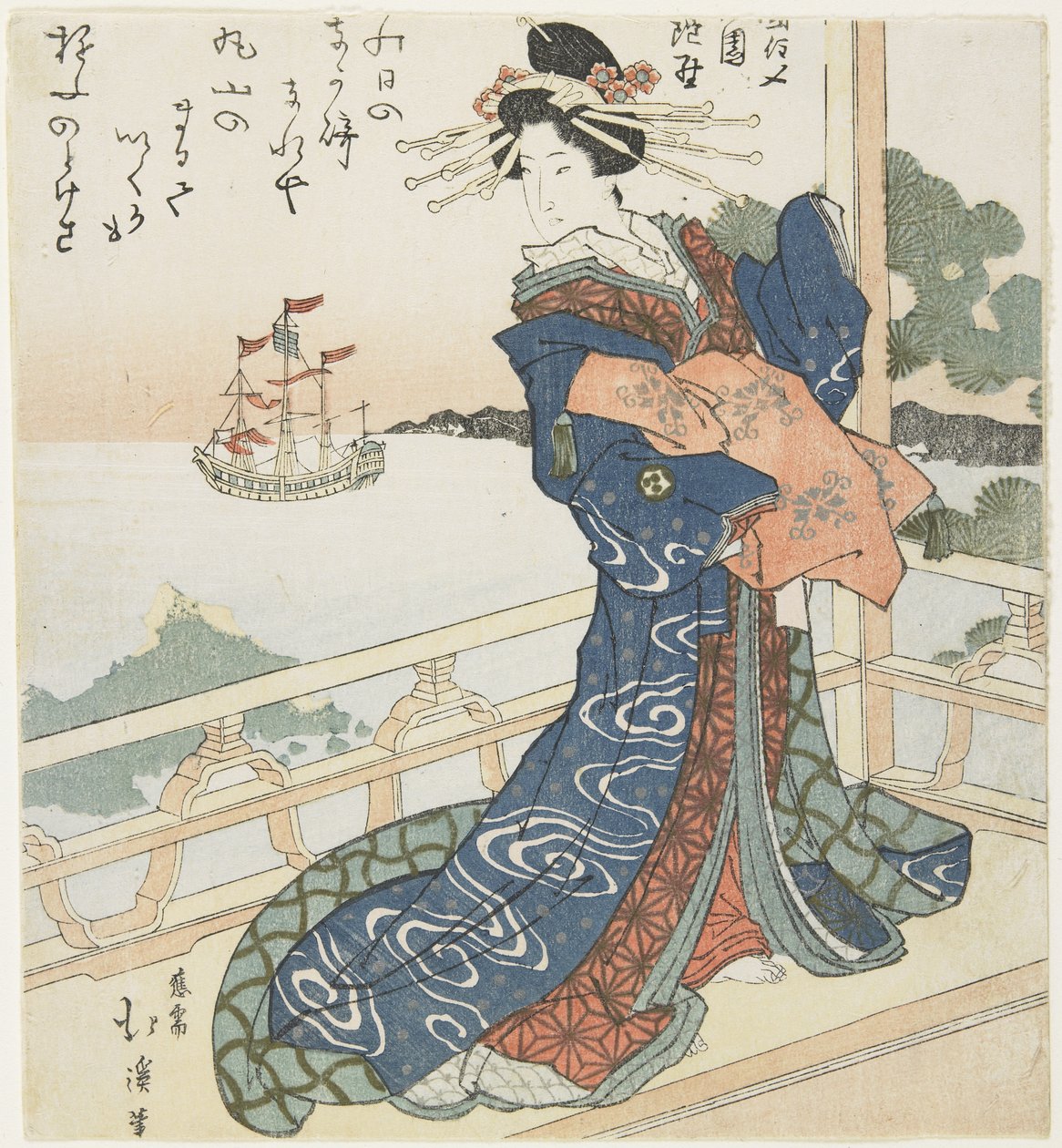 看着外国船只的名妓，1818-1844 作者 丰田福建