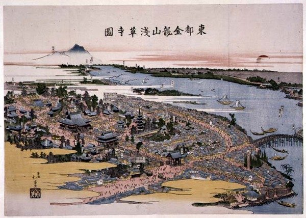 东都金龙山感业寺（江户）约1820年（木版画 作者 丰田福建