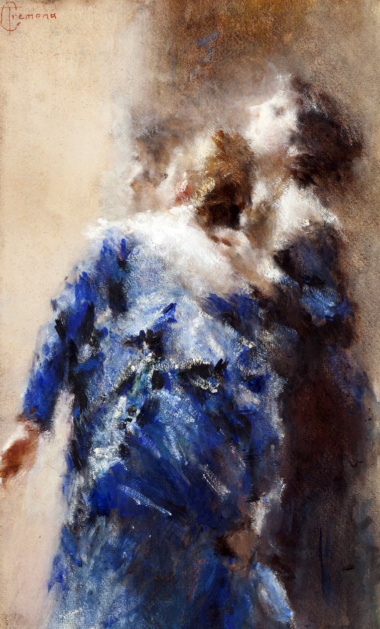 Le curiose par Cremona, Tranquillo (1837-1878).纸板上的水彩画，尺寸：49x30 作者 克雷莫纳镇