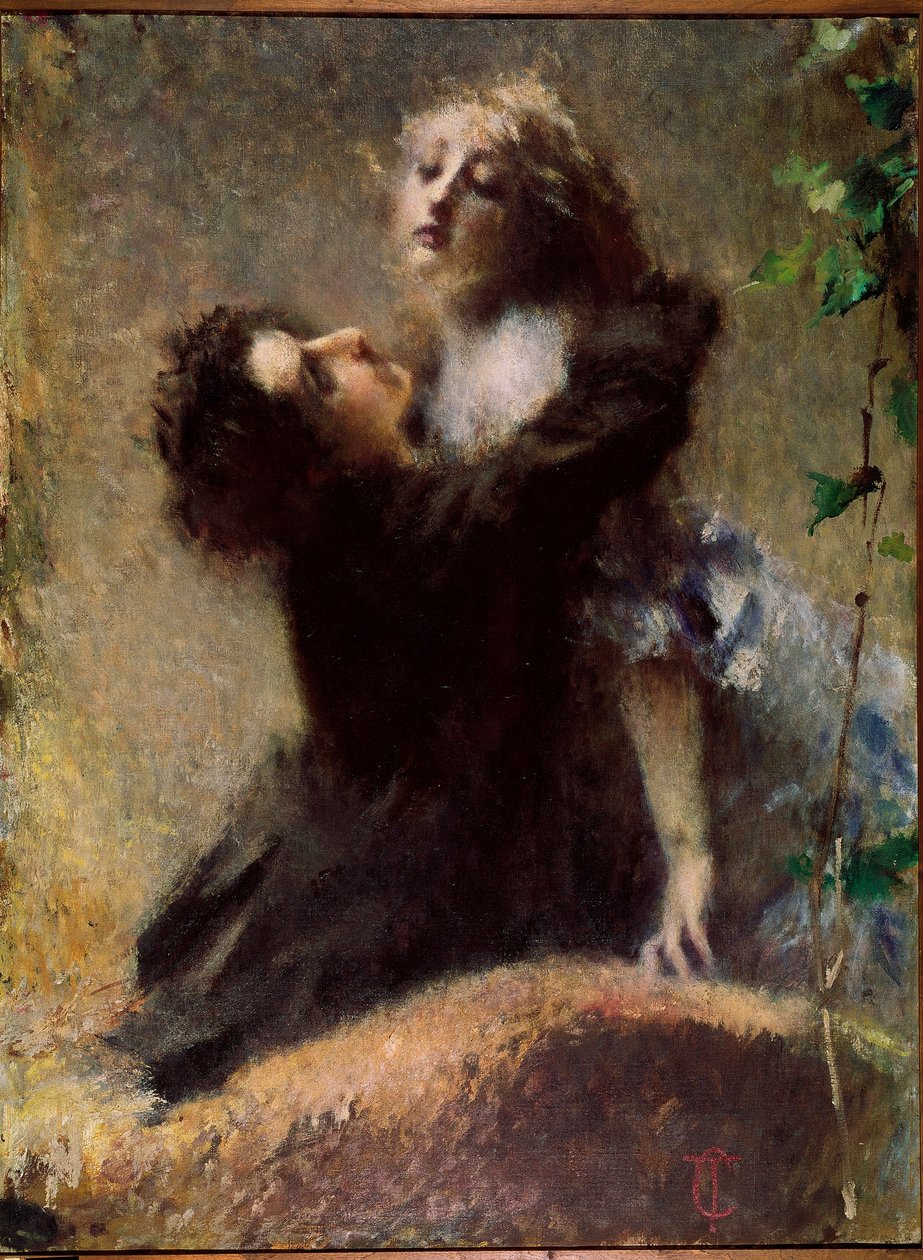 常春藤常春藤。 一个男人拥抱一个女人。 Tranquilo Cremona (1837-1878) 1878 Sun. 132.5x100 cm 都灵，Civic Gallery of Modern and Contemporary Art 绘画 作者 克雷莫纳镇