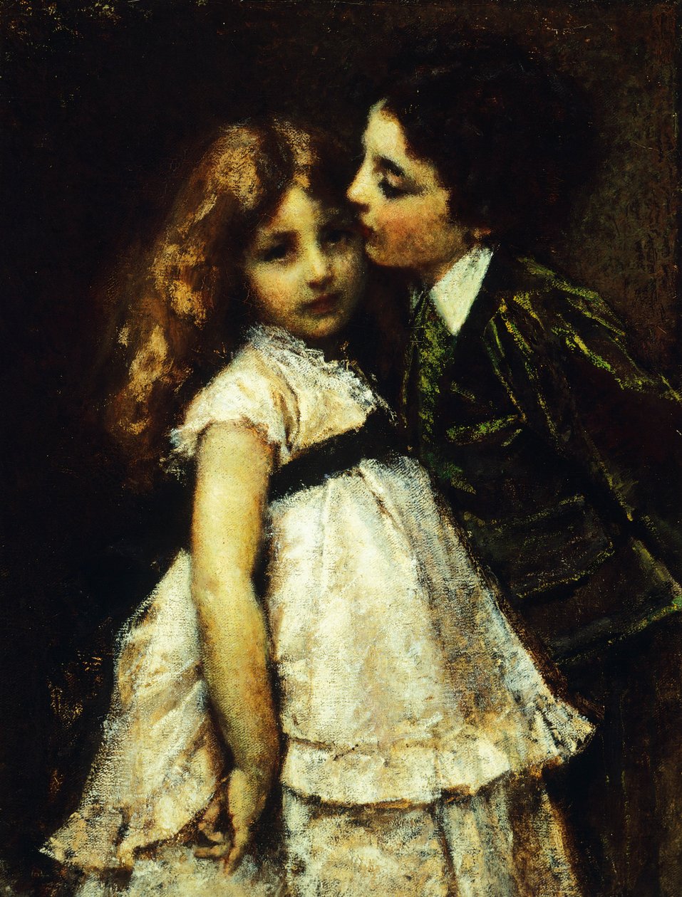 Tranquillo Cremona (1837-1878)的两个表兄弟，布面油画，86x65厘米 作者 克雷莫纳镇