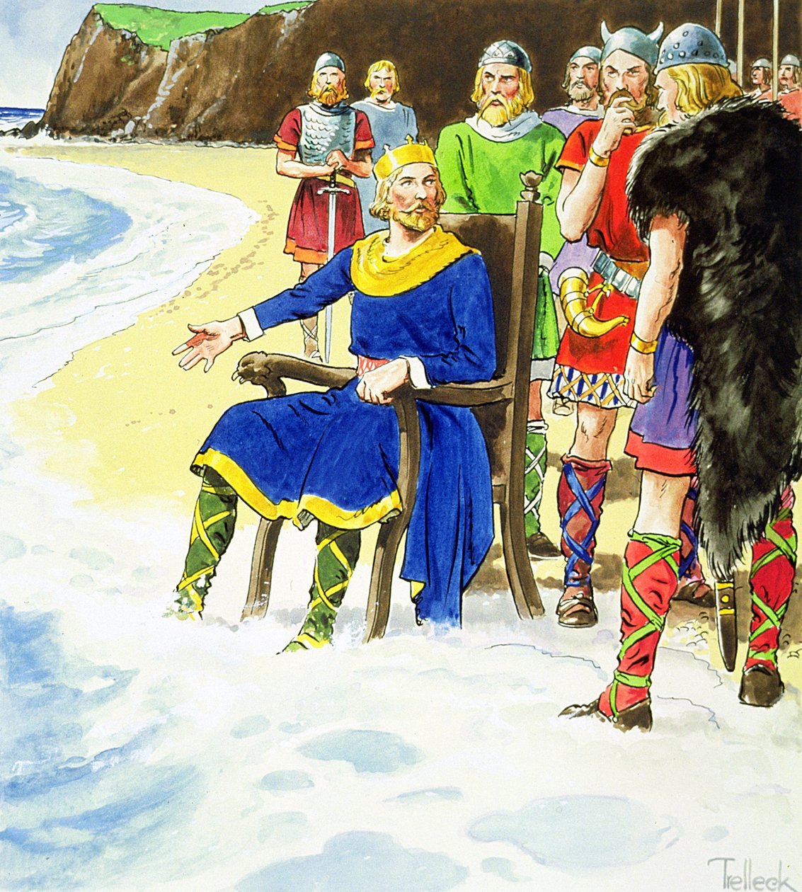King Canute（c.995-1035），来自&39;Peeps into the Past&39;，出版于1900年 作者 特雷利克