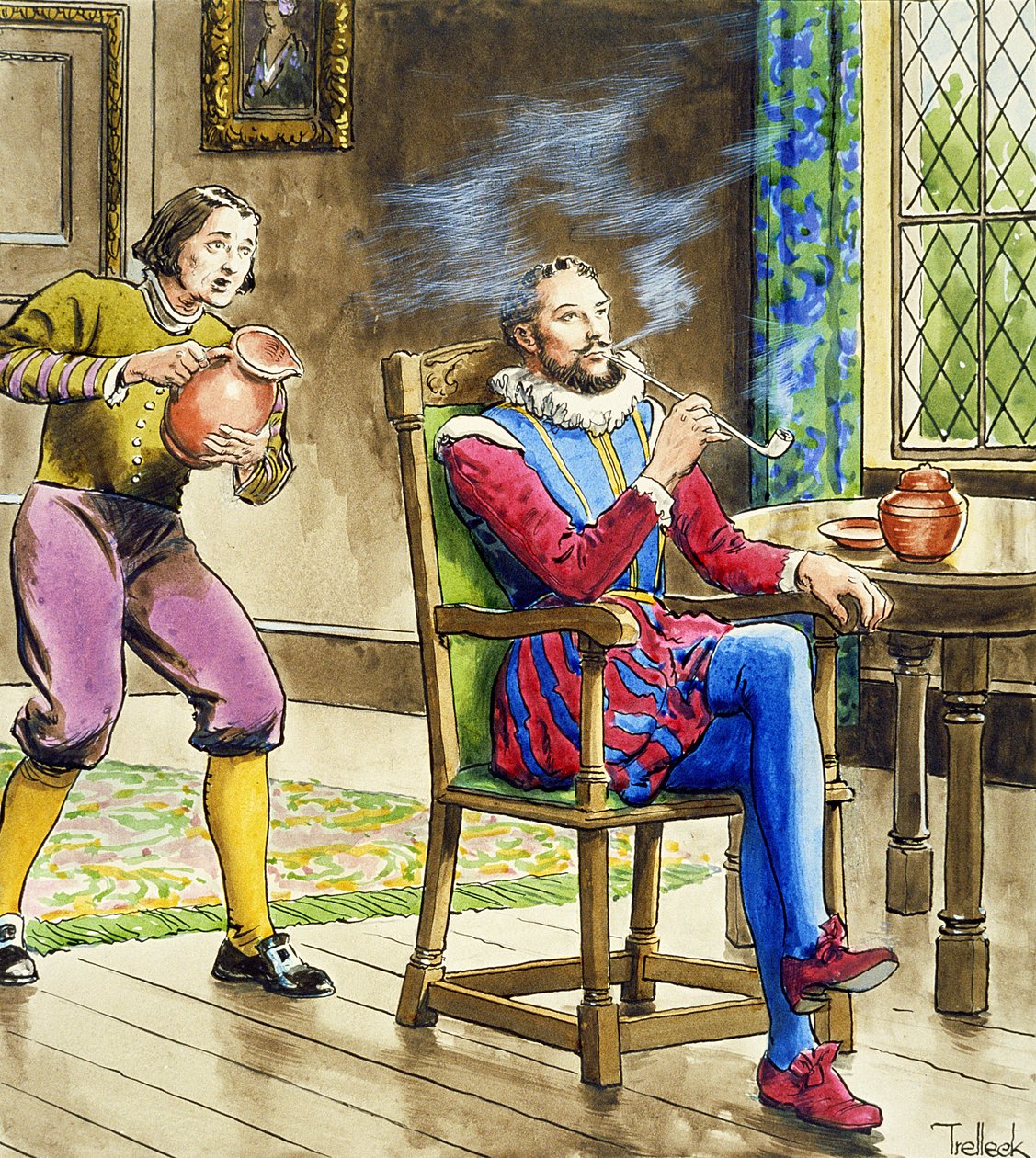 Walter Raleigh爵士（1554-1618）从&39;Peeps into the Past&39;出版，出版于1900年 作者 特雷利克