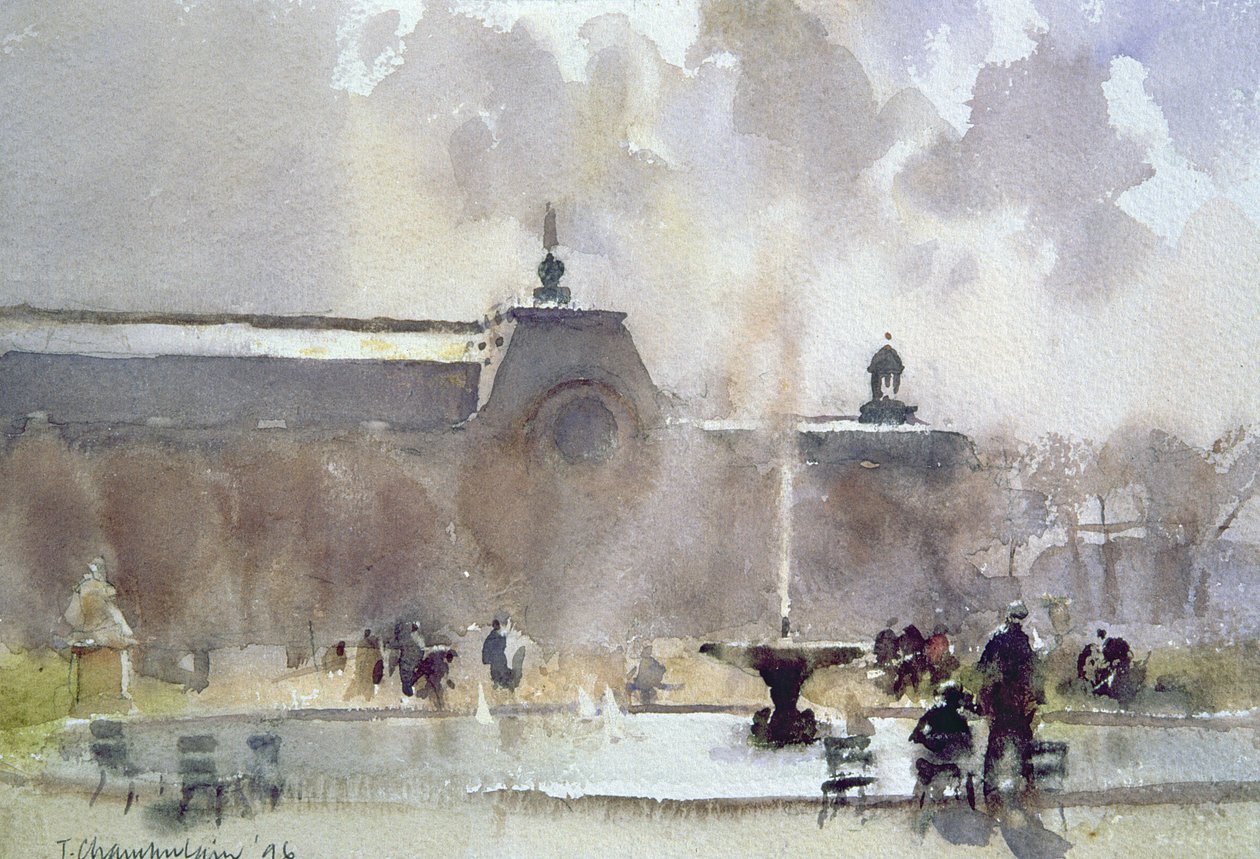 凉风习习的日子，Tuilleries花园，1996年（纸上写着） 作者 特雷弗·张伯伦