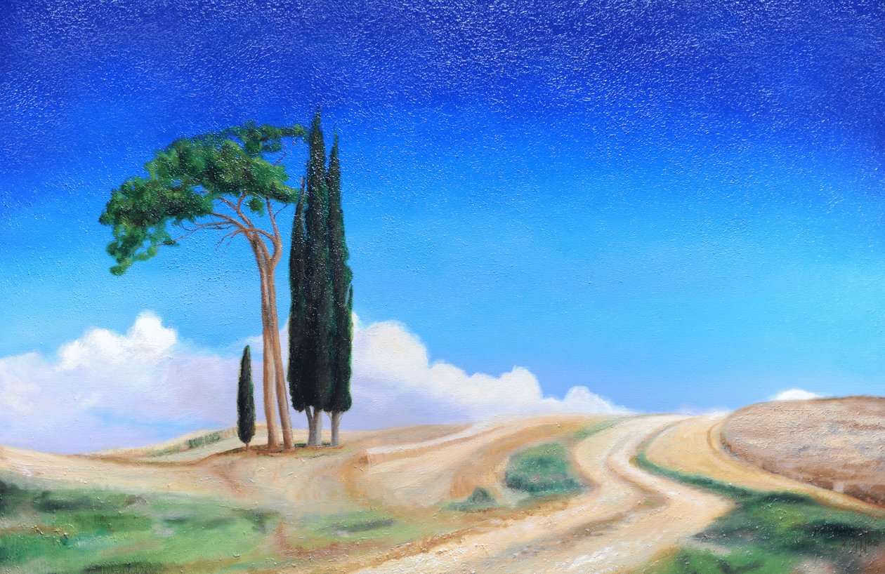 4棵树，Picenza，托斯卡纳，2002年 作者 特雷弗·尼尔
