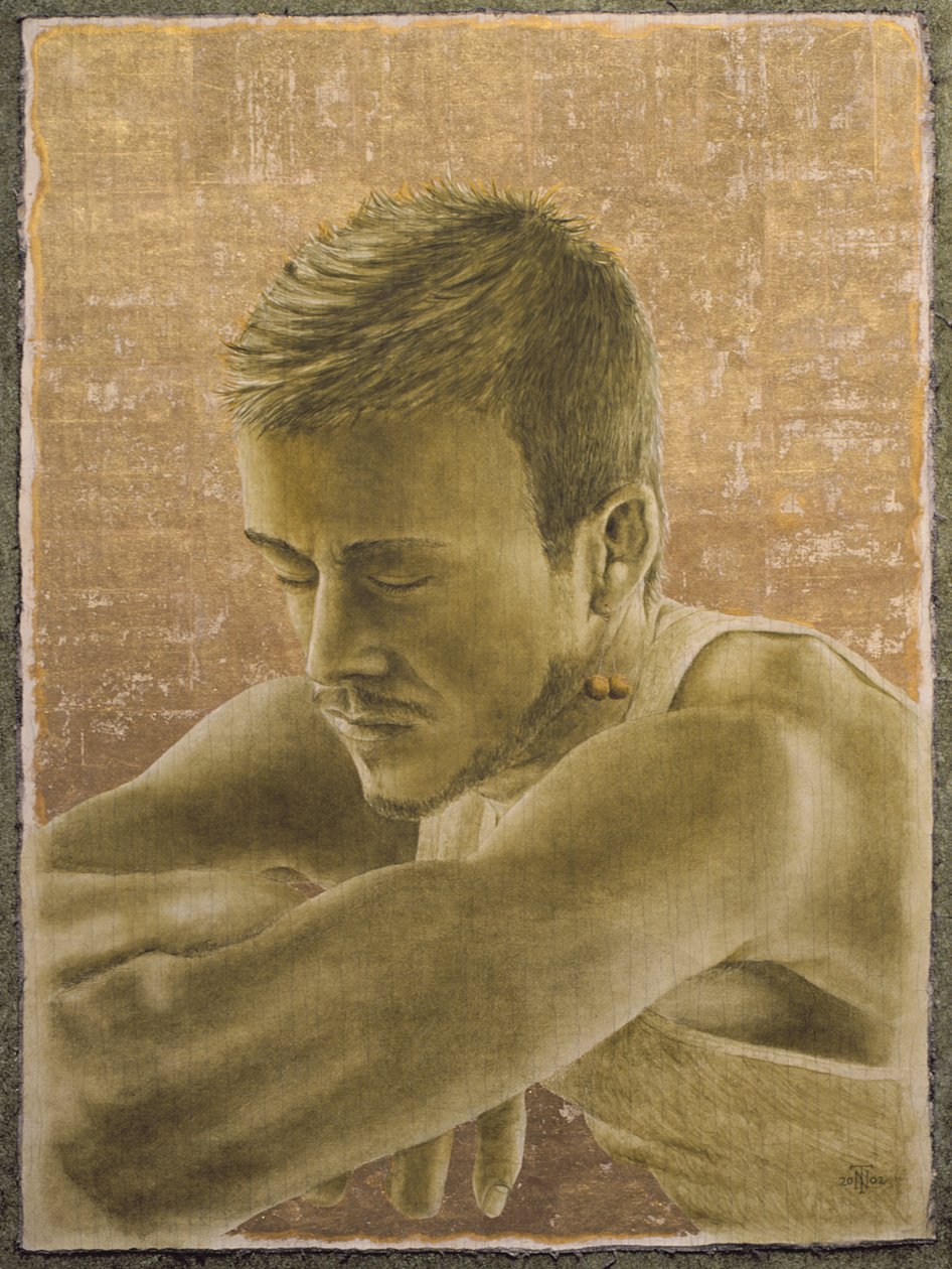 贝克汉姆（b.1975）（帆布上的破裂石膏上的油和金叶放在船上） 作者 特雷弗·尼尔