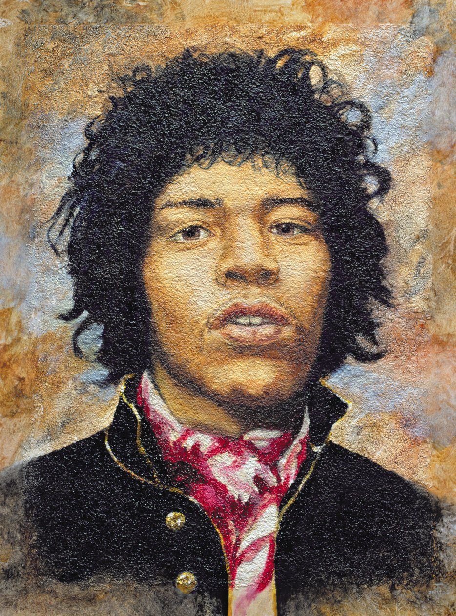 Hendrix（1942-70）（polytex板上的油） 作者 特雷弗·尼尔