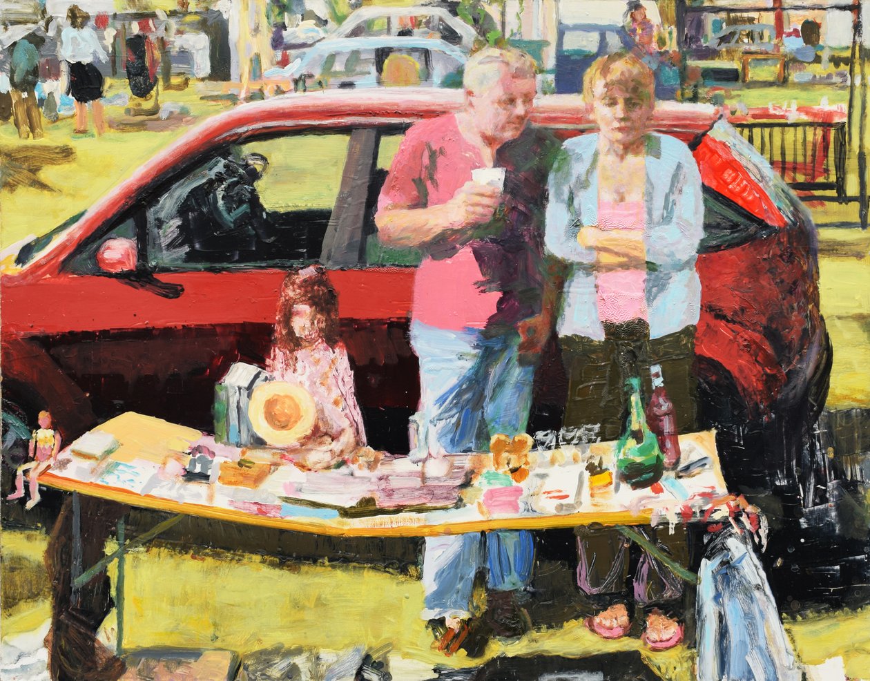汽车后备箱销售，2011 年（木板油画） 作者 特雷弗·伯吉斯