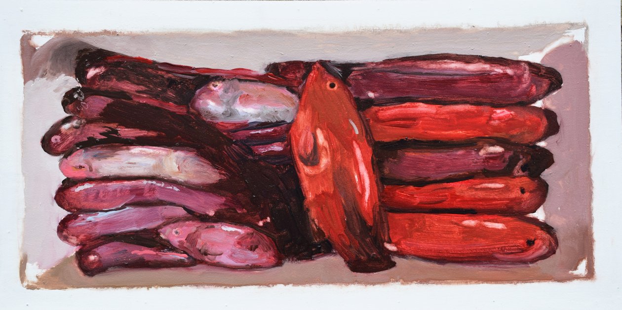 鱼箱 2（伦敦比林斯盖特），2016 年（木板油画） 作者 特雷弗·伯吉斯