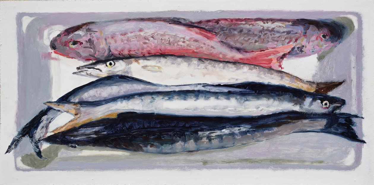鱼箱 3（伦敦比林斯盖特），2016 年（木板油画） 作者 特雷弗·伯吉斯