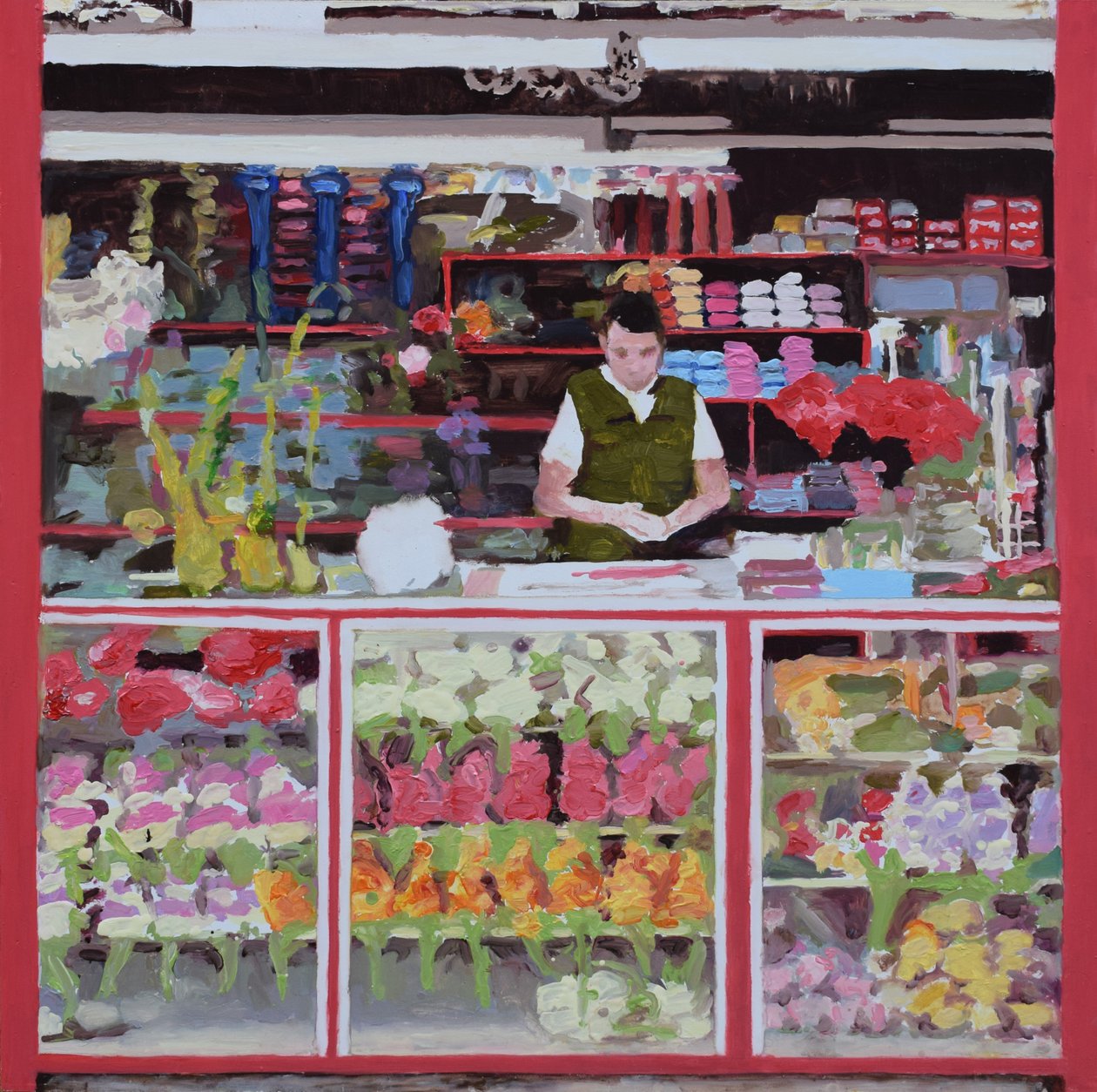 花摊（哥伦比亚波哥大），2016（木板油画） 作者 特雷弗·伯吉斯
