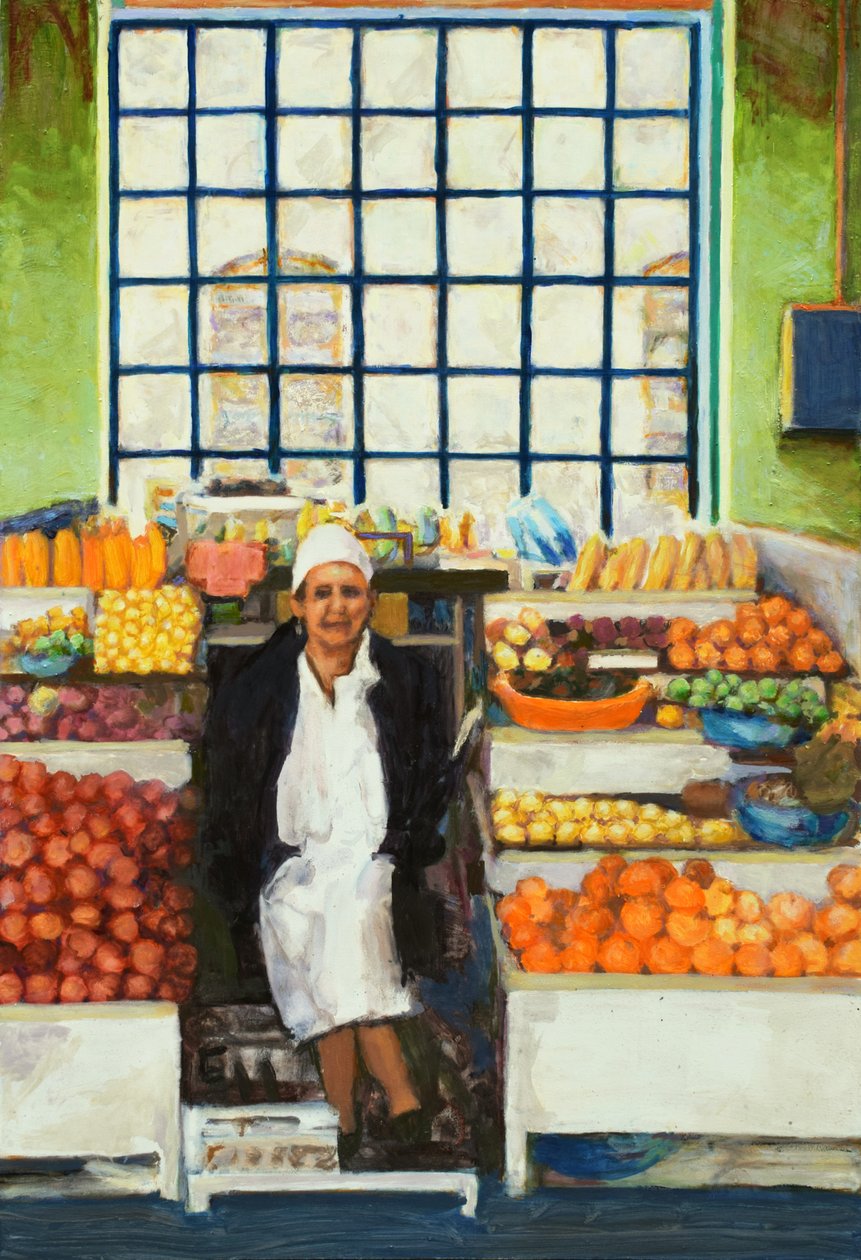 市场摊位（厄瓜多尔基多），2015（木板油画） 作者 特雷弗·伯吉斯