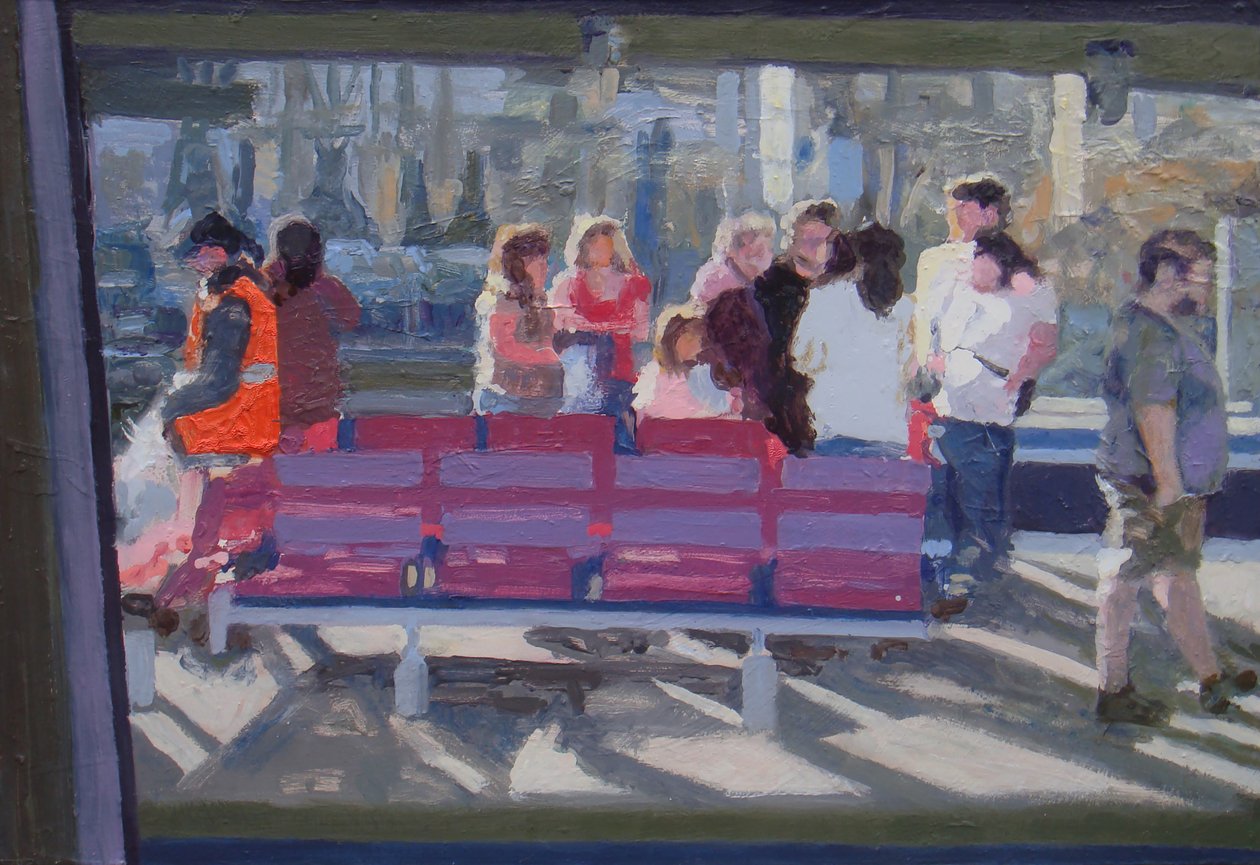 火车窗外的景色，2010 年（木板油画） 作者 特雷弗·伯吉斯