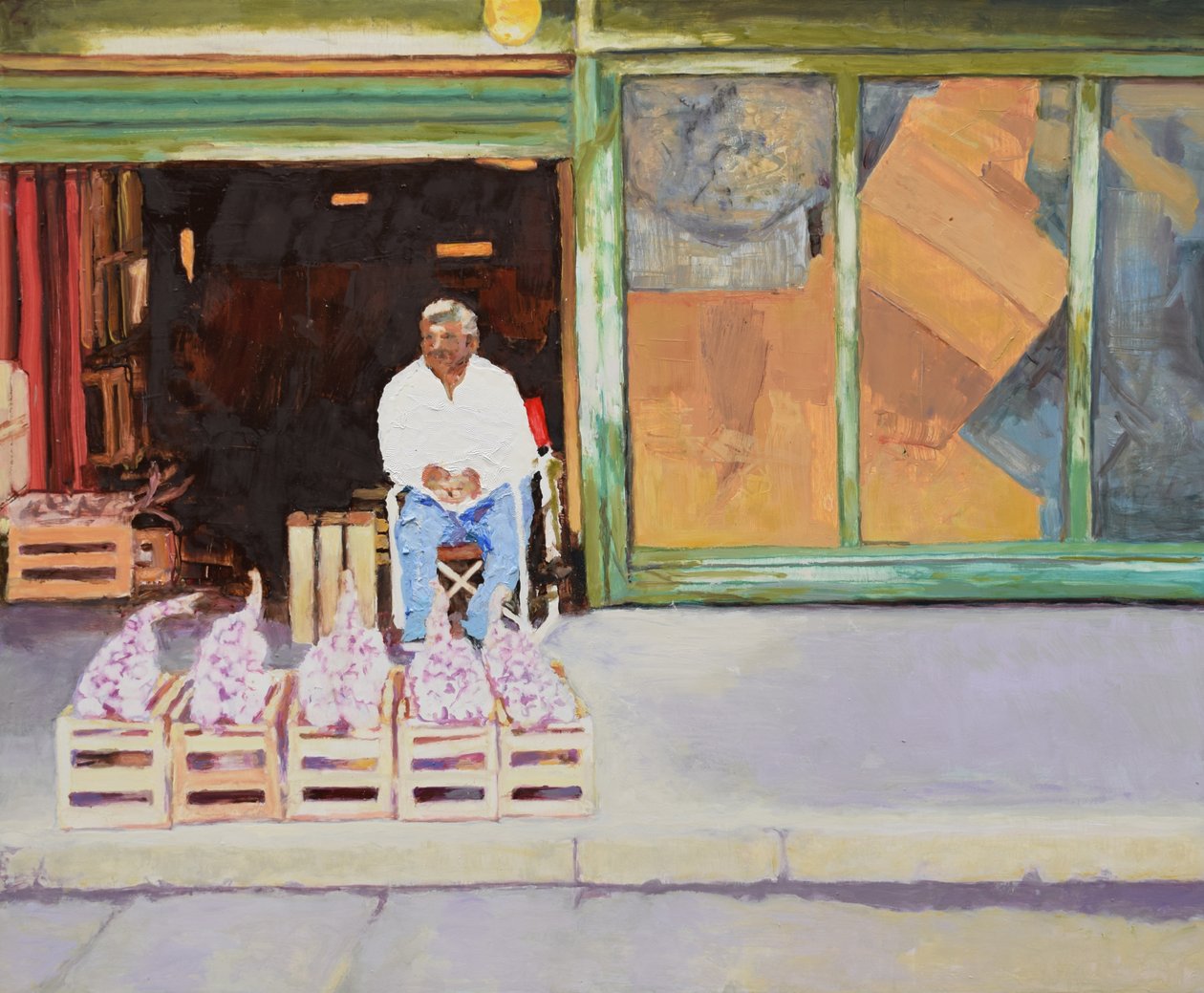 卖大蒜（阿根廷圣胡安），2016（木板油画） 作者 特雷弗·伯吉斯