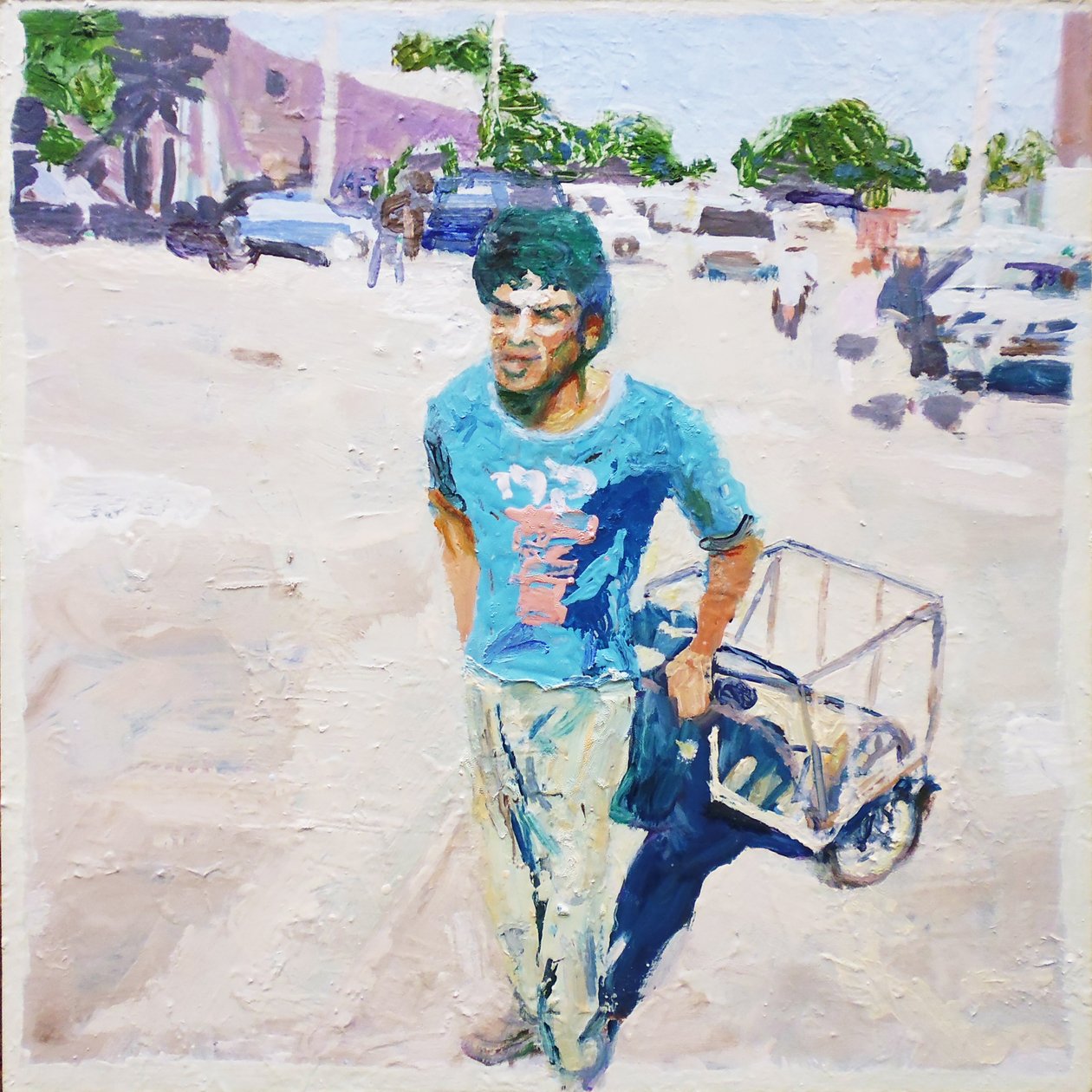 电车男（阿根廷圣胡安），2014 年（木板油画） 作者 特雷弗·伯吉斯