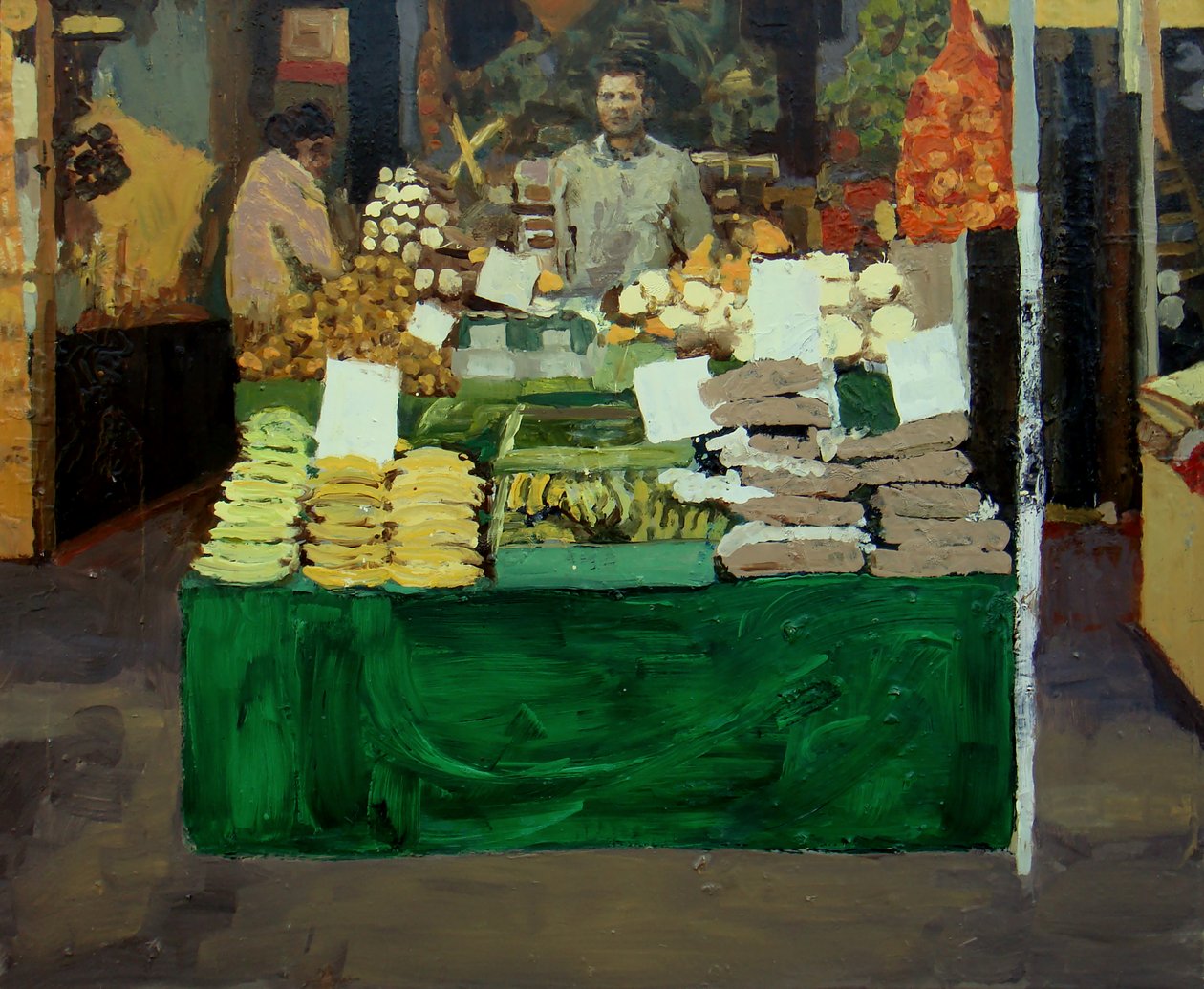 蔬菜摊（伦敦德普福德），2009 年（木板油画） 作者 特雷弗·伯吉斯