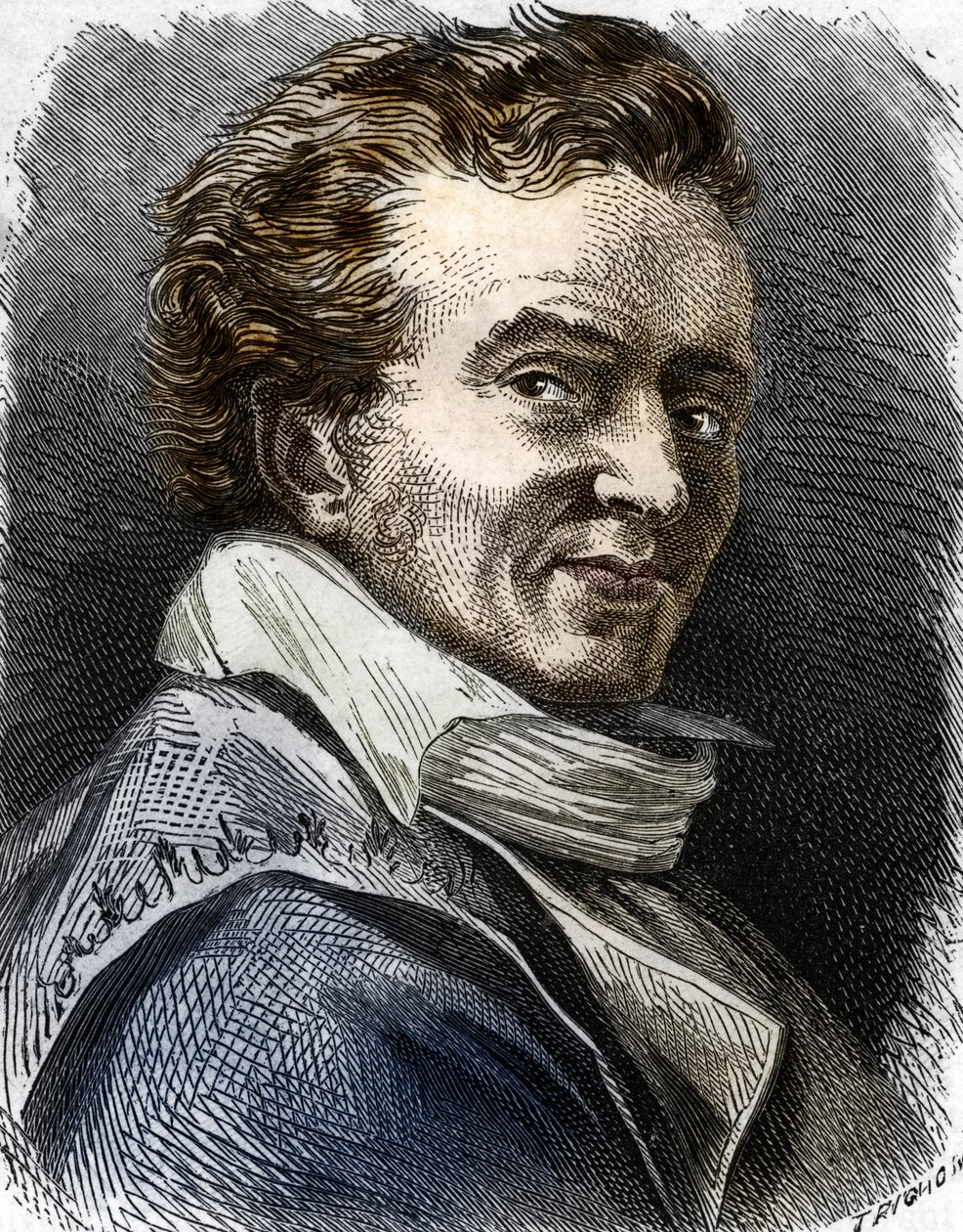 多米尼克·维旺·德农 (Dominique Vivant Denon)（1747-1825 年）肖像，雕刻家、作家、外交官、行政人员（法国艺术家、外交官和作家多米尼克·维旺·德农男爵肖像）雕刻私人收藏 作者 特里雄（之后）