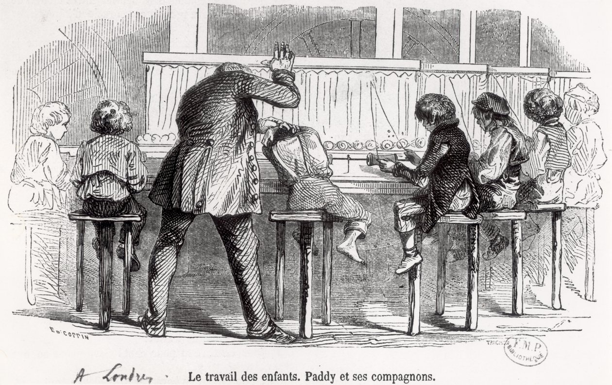 1848年，来自&39;LeMuséedesFamilles&39;的伦敦，帕迪及其同伴的线轴上工作的孩子们 作者 特里雄