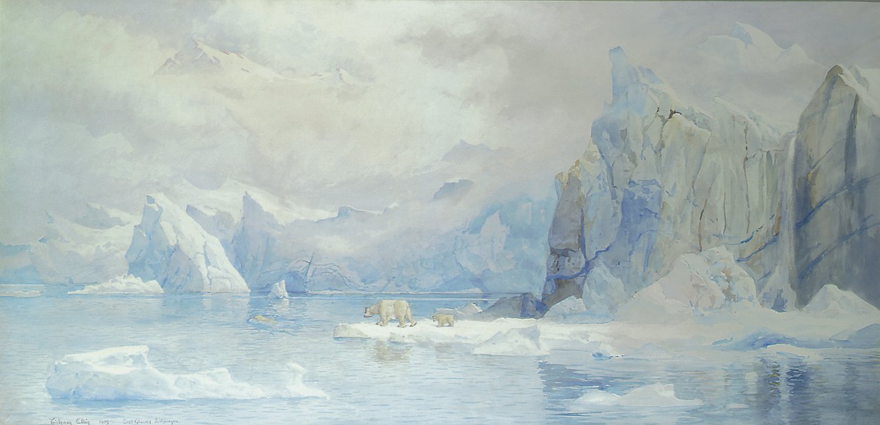 East Glacier，Spitzbergen，1905年wc在纸上 作者 特里斯特拉姆·埃利斯