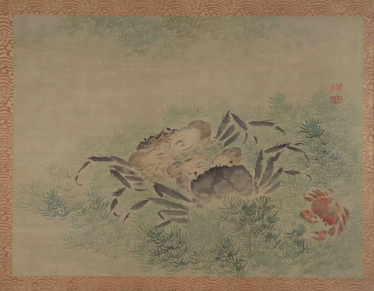 螃蟹，1851年（水彩丝绸） 作者 椿金山