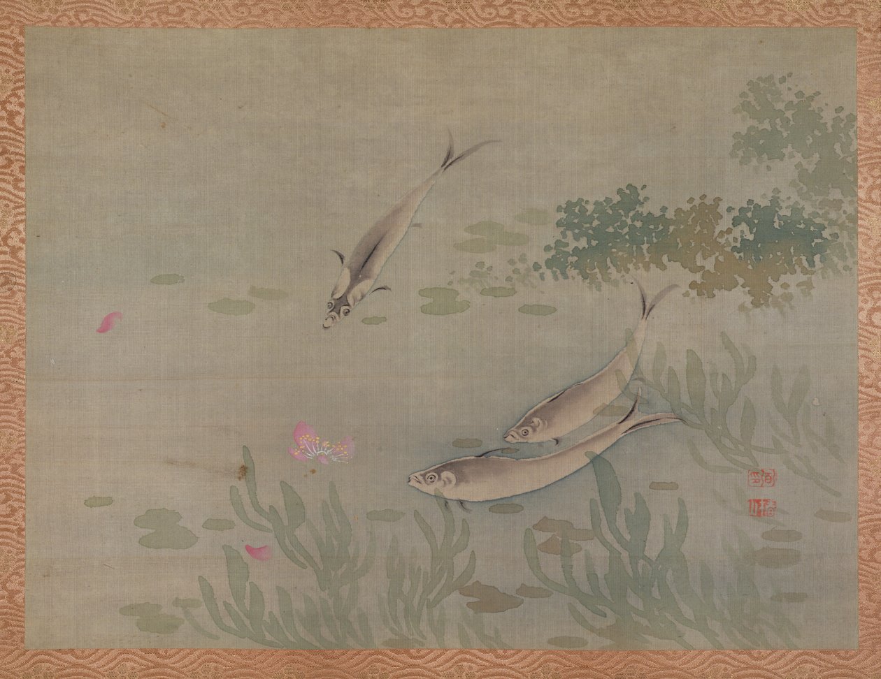 鱼，1851年（丝绸水彩） 作者 椿金山