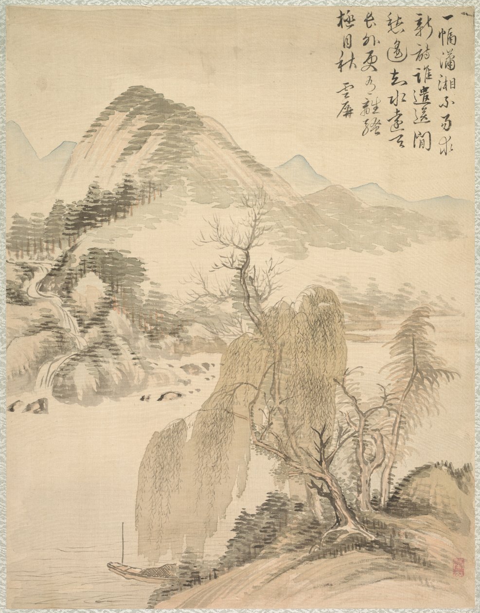 柳树和瀑布，1847年。 作者 椿金山