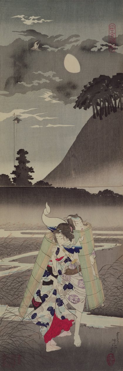 农村源氏，1885年（彩色木版画） 作者 月冈义俊