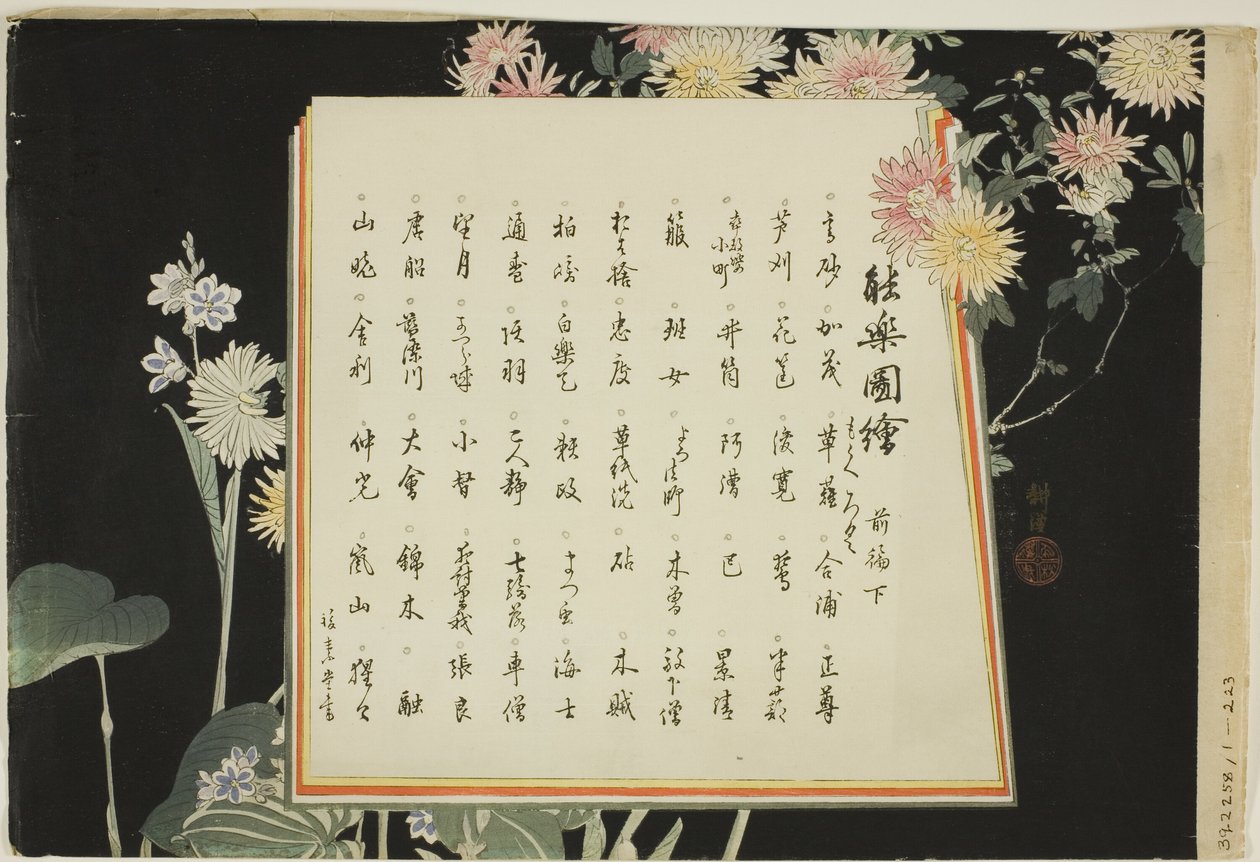 索引页，印刷品 .51-.100（第 1 卷），选自 "无表演图片（Nogaku Zue）"系列 作者 月冈工业