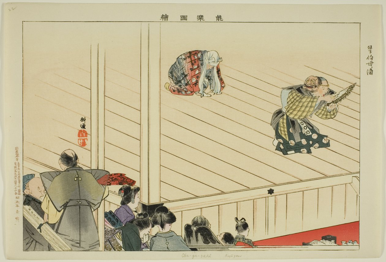 奥巴加崎（Kyôgen），选自 "无演出图画（Nogaku Zue）"系列 作者 月冈工业