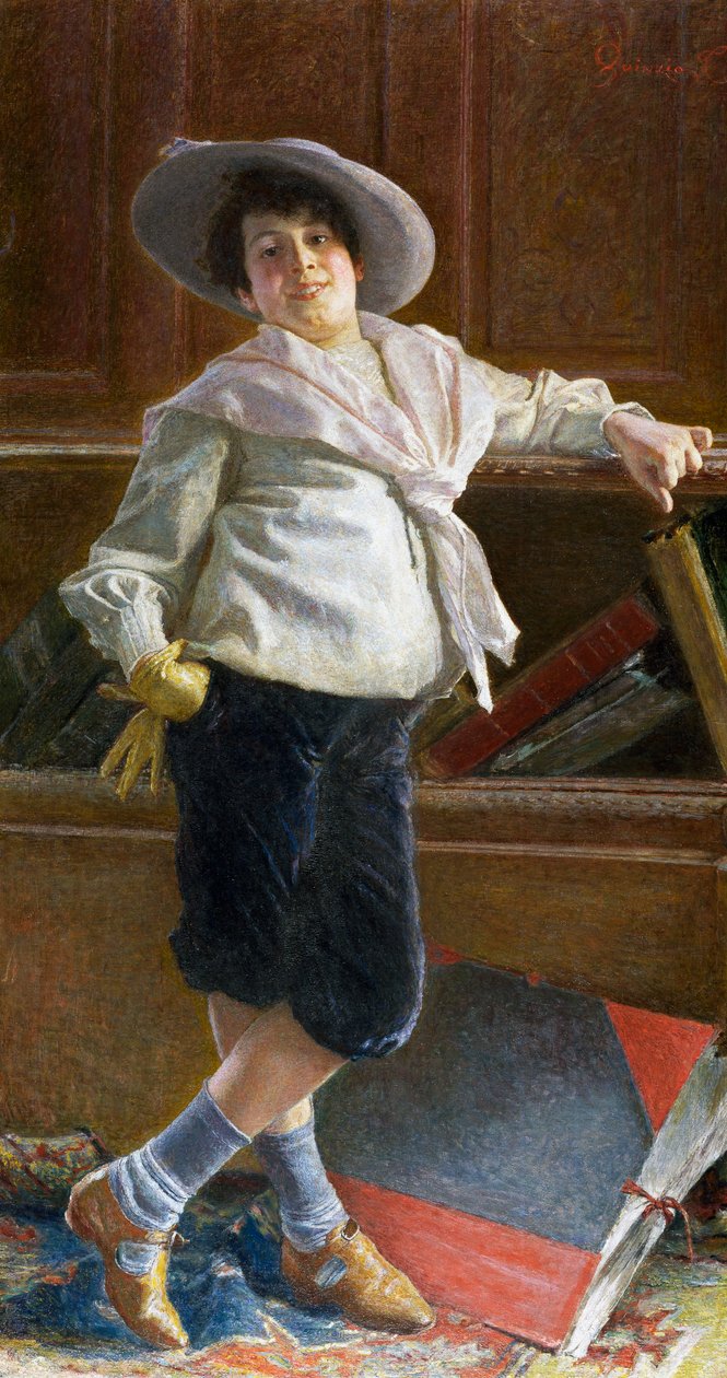 年轻人肖像，图利奥·萨尔瓦多·昆齐奥（Tullio Salvatore Quinzio，1858-1918）绘画，布面油画，80x100 厘米 作者 塔利奥·萨尔瓦托·昆齐奥（Tullio Salvatore Quinzio）