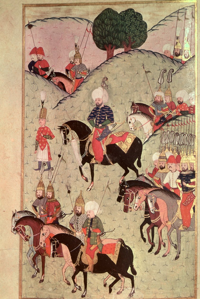 TSM H.1339 Sultan Selim II（1524-74）骑在Kotahia和贝尔格莱德之间重新加入帝国军队，1584-89 作者 土耳其语学校