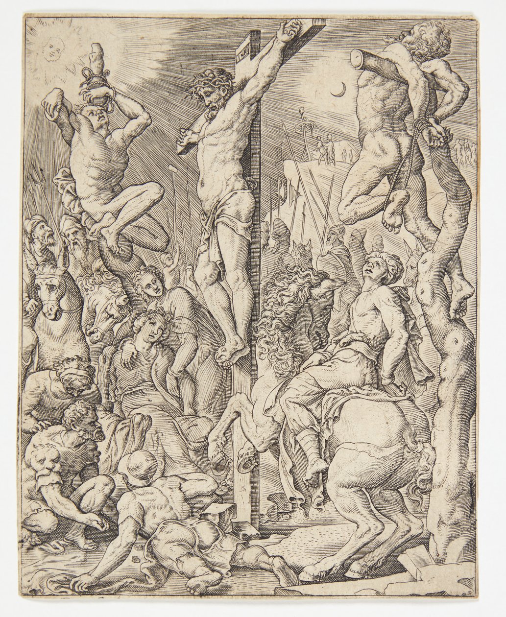 基督在十字架上的死 作者 Ubekendt 在 Dirck Volckertsz 之后。 Coornhert 在 Maarten van Heemskerck 之后