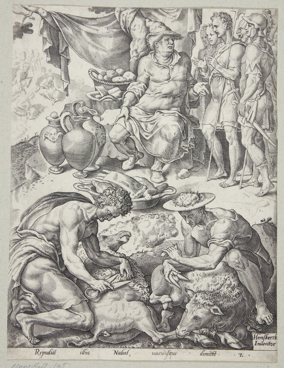 拿八拒绝给大卫送食物 作者 Ubekendt 在 Maarten van Heemskerck 之后